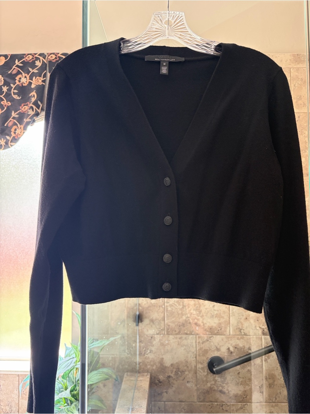 White House Black Market Black Women's V-Neck Button Cardigan Sweater